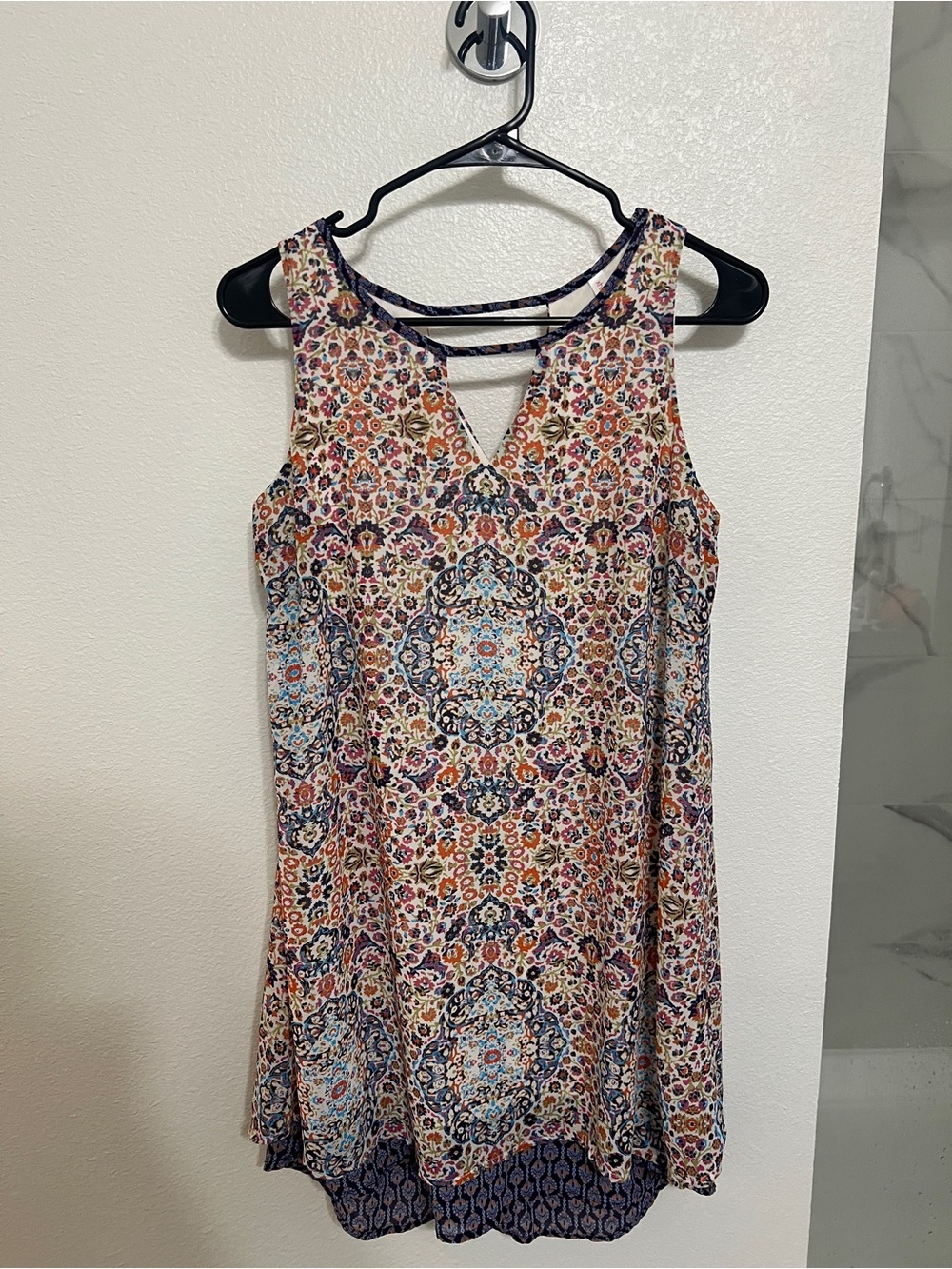 Xhilaration Multicolor Floral Mosaic Strappy-Back Mini Dress